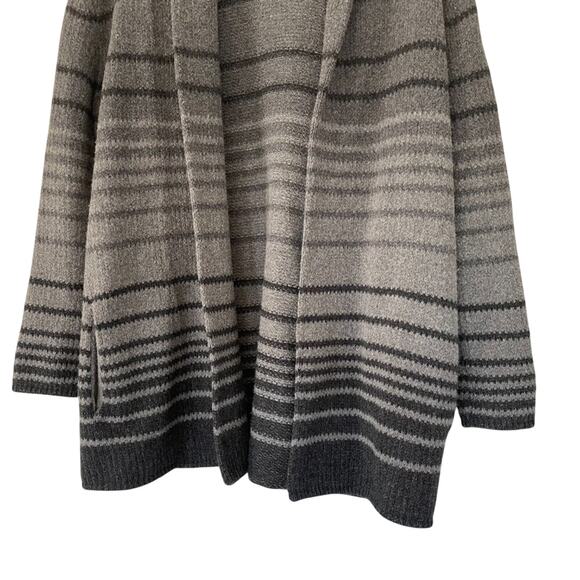 J. Jill Wool Blend Gray Ombre Stripe Long Sleeve Open Cardigan Sweater Coat, M - Picture 4 of 12